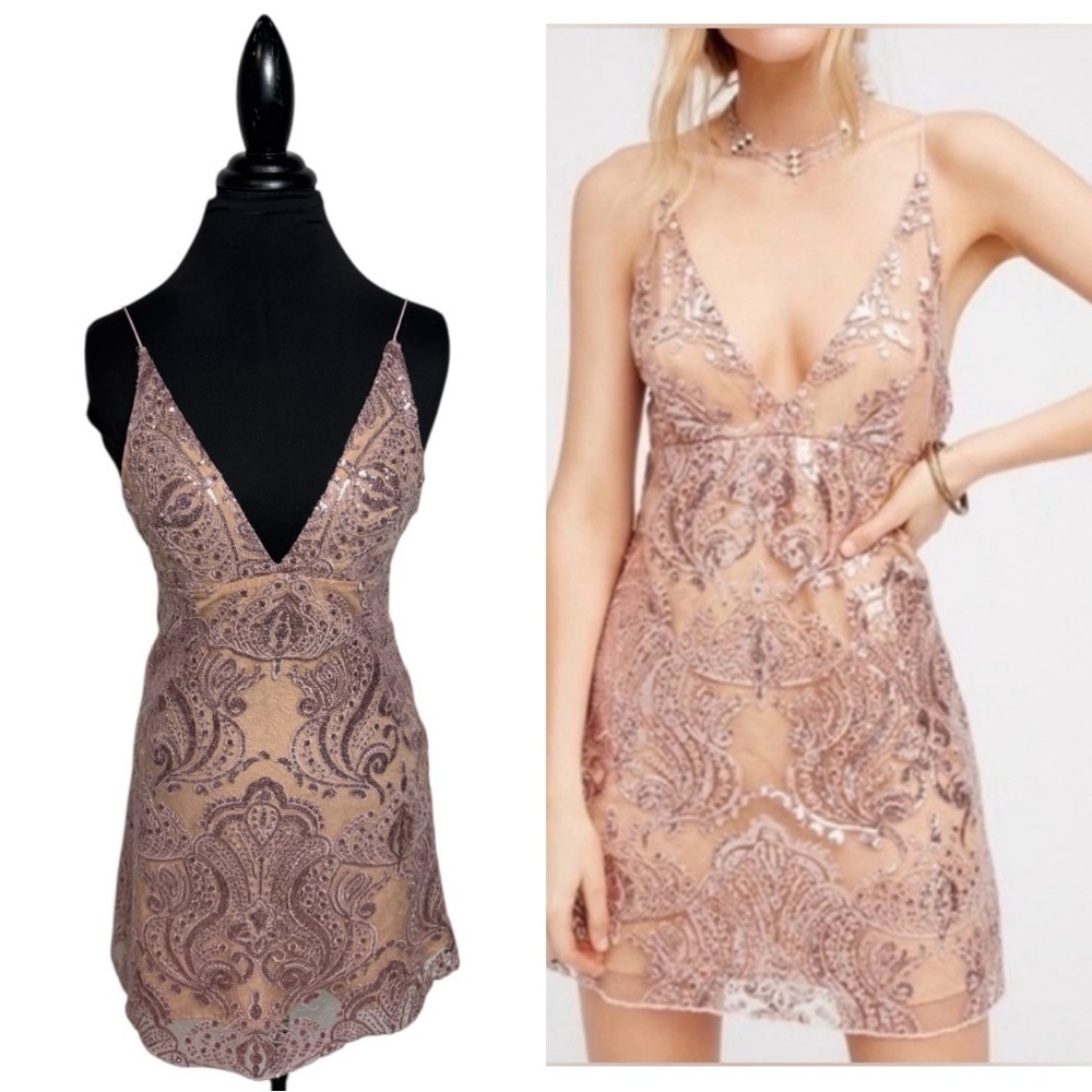 Free People Night Shimmers Mini Dress